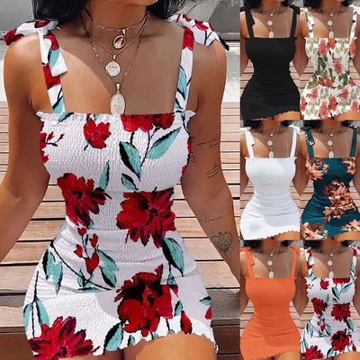 Collier de bateau Imprimé Robe à manches Haute taille Robe à gaine florale