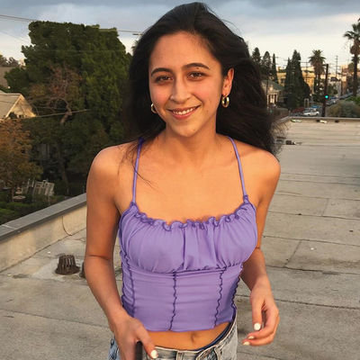 Pourpre Confortable Camisole pour femmes gilet élégant Haut-t-shirt en coton étroit en plis bord ondulé