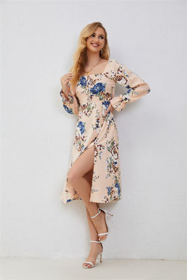 Élégance robes à manches florales pour femmes multi-couleur mode imprimé robe à manches élargies
