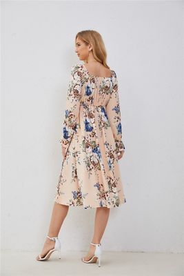 Élégance robes à manches florales pour femmes multi-couleur mode imprimé robe à manches élargies