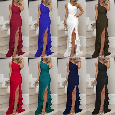 Vêtements de soirée minceur à fente à rayures à rayures Vêtements de soirée sans manches