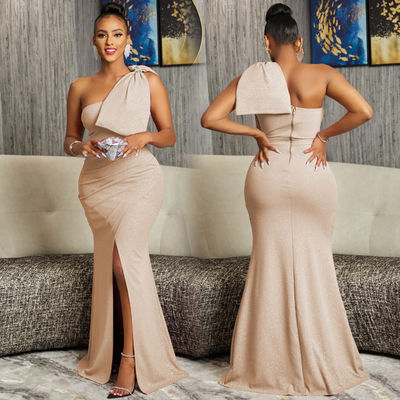 Robes formelles élégantes sans manches épaule oblique Sexy Irrégulière robe de soirée de fête