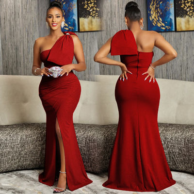 Robes formelles élégantes sans manches épaule oblique Sexy Irrégulière robe de soirée de fête