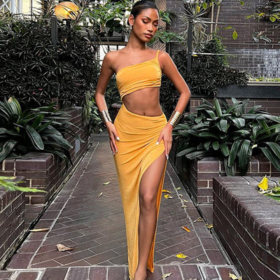 Sexy Style Côté creusé Robe sans bretelles Une épaule sans dos Robe
