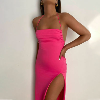 Robe longue à manches à col de mode sexy Robe à manches à col de taille réduite Robe femme