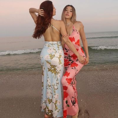 Vêtements de femmes d'été stylés Imprimé Vêtements sexy sans dos U Collet Slim Halter