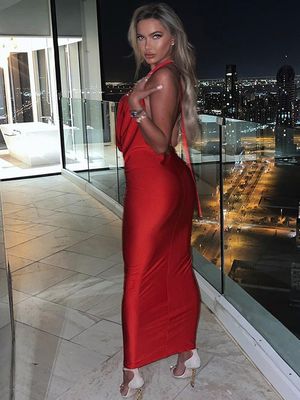 Taille XL Mode Dress pour femmes Tempérament Sexy V Collier Halter Mince Dress sans manches