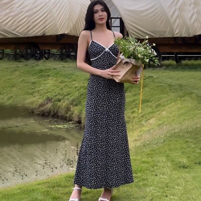 Nouveau modèle d'impression personnalisée de mode Une robe sexy à bretelles Une variété de motifs peuvent être personnalisés
