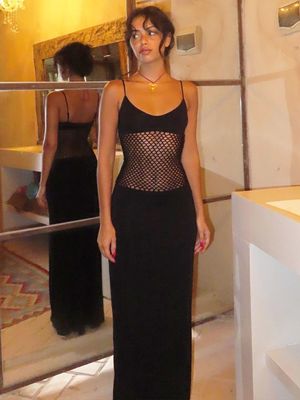 Europe et États-Unis femmes 2024 printemps et été nouveau sac de tempérament sexy transparente mesh splicing mince-fit