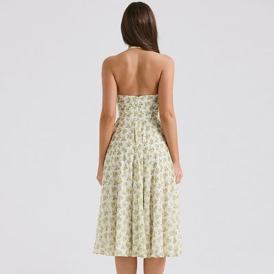 Des femmes sur mesure été doux vent sans écharpe mode motif floral corset jupe robe