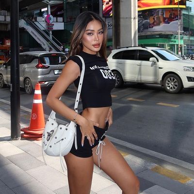 Nouvelle niche Hottie lettre sans manches imprimé T-shirt haut coupe ultra courte