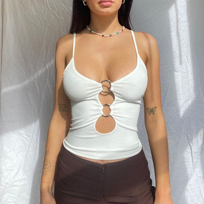 Veste de camisole de mode estivale mince avec poitrine et ventre découpés