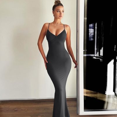 Une nouvelle jupe à queue de poisson de couleur solide, une robe sexy.