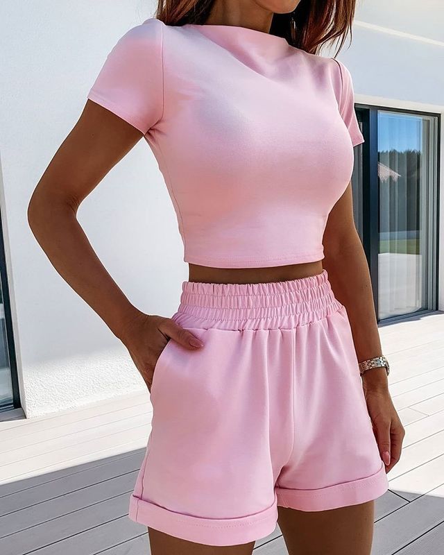 Couleur solide vêtements de sport sexy étroit mode sexy loisirs sport femme