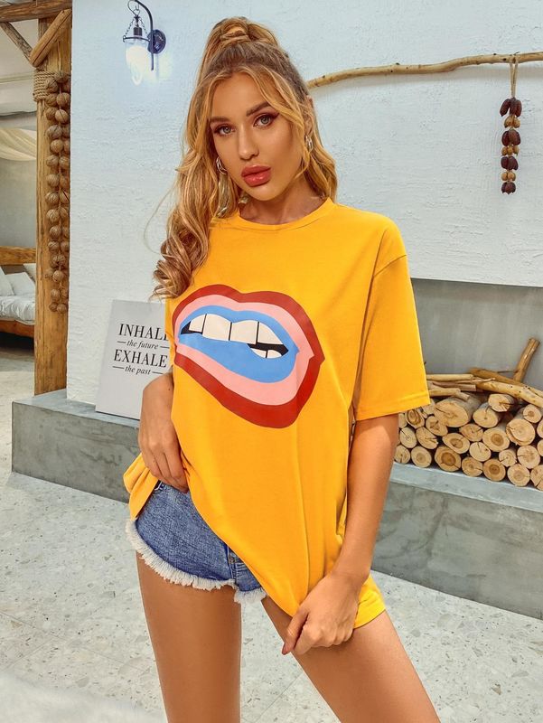 T-shirt décolleté confortable et élégant T-shirt en coton en coton pour femmes T-shirts en coton en coton